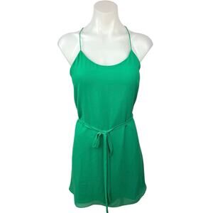 Naked Zebra Green Spaghetti Racerback Tie Mini Fit & Flare Camisole Tank Dress S